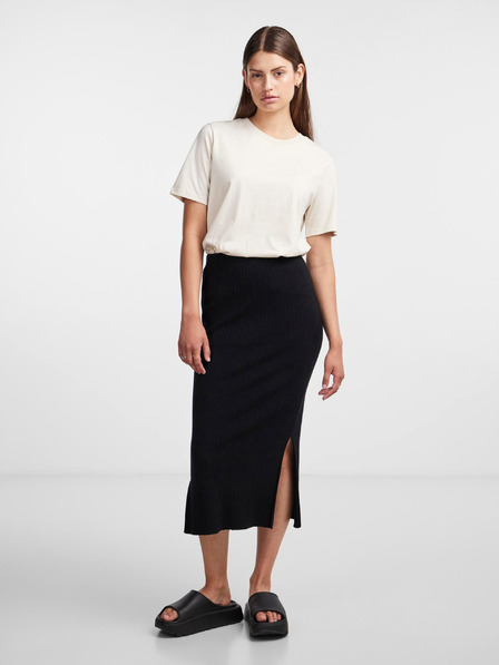Pieces Schwarzer Damen Pullover Midirock Pieces Crista