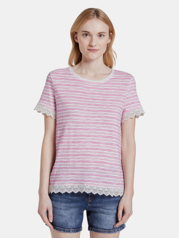 Tom Tailor Denim Rosa Gestreiftes Damenhemd Tom Tailor Denim