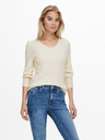 ONLY Cremefarbener gerippter Basic-Pullover ONLY Latia