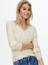 ONLY Cremefarbener gerippter Basic-Pullover ONLY Latia