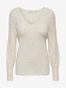 ONLY Cremefarbener gerippter Basic-Pullover ONLY Latia