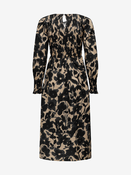 ONLY Beige-schwarzes geblümtes Damen-Midikleid ONLY Jada