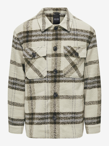 ONLY & SONS Braun-beigefarbenes Herren ONLY & SONS Cane kariertes Hemd Jacke
