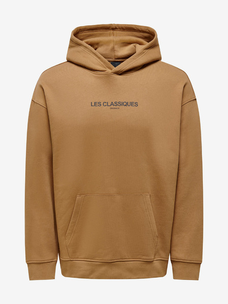 ONLY & SONS Brauner Herren-Kapuzenpullover ONLY & SONS Les