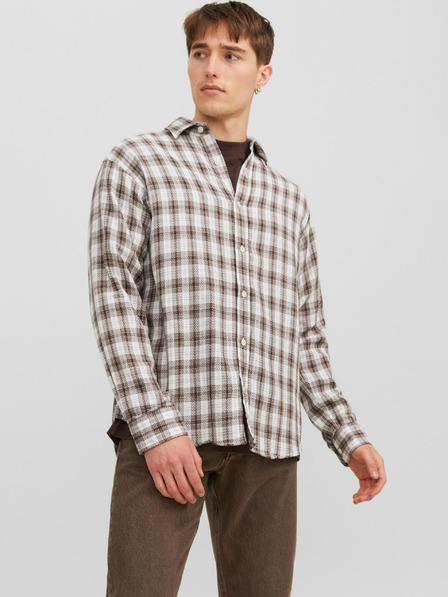 Jack & Jones Weißes und braunes Jack & Jones Gracia Herren-Karohemd