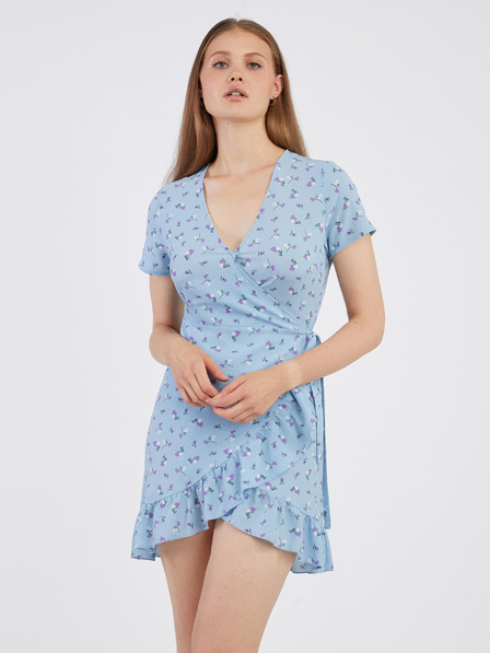 Noisy May Hellblaues geblümtes Damen-Wickelkleid Noisy May Clara