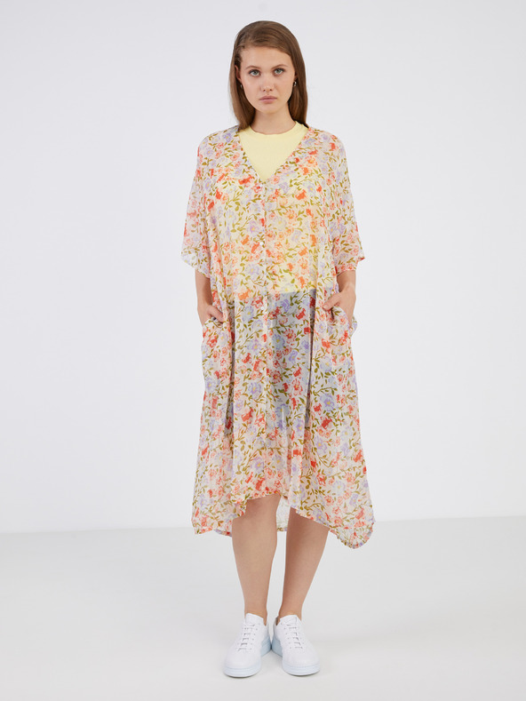 Pieces Weißer geblümter Damen-Kaftan Pieces Vertrud
