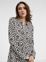 Vila Cremefarbenes und schwarz gemustertes Damen-Shirtkleid VILA Daca