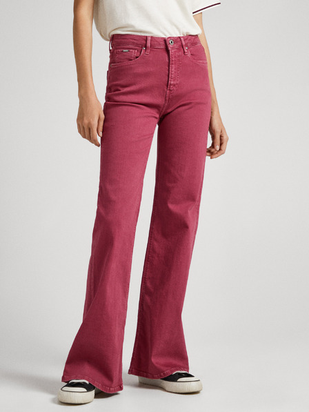 Pepe Jeans Burgunderfarbene Damenjeans mit ausgestellter Passform Pepe Jeans Willa