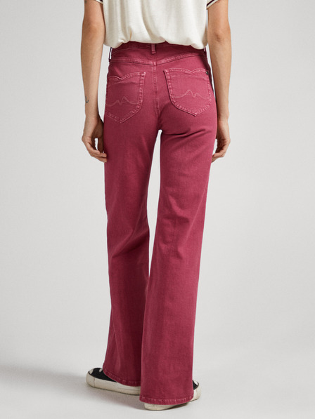 Pepe Jeans Burgunderfarbene Damenjeans mit ausgestellter Passform Pepe Jeans Willa