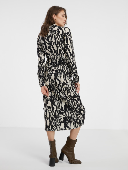 Jacqueline de Yong Cremefarbenes und schwarzes JDY Piper Wickel-Midikleid für Damen