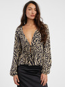 ONLY Grau-schwarz gemustertes Damen-Crop-Top Bluse ONLY Nova