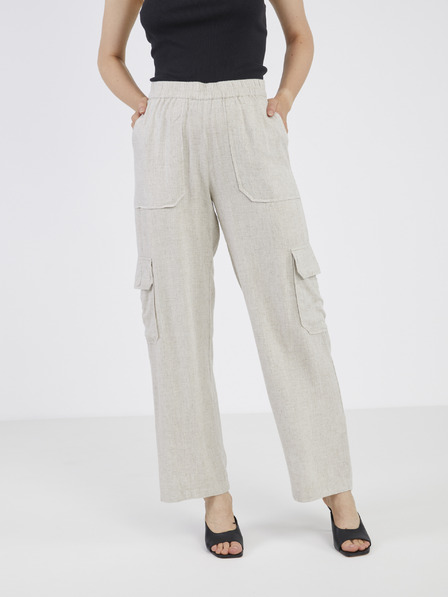 Noisy May Noisy May Leilani Cremefarbene Leinenhose für Damen