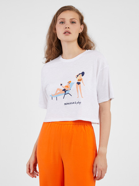ONLY Weißes Damen-T-Shirt ONLY Bone