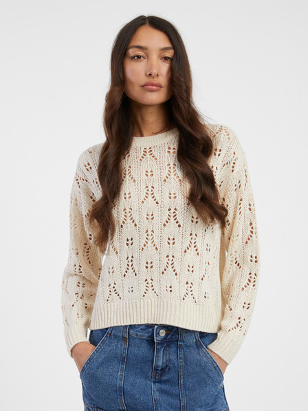 Jacqueline de Yong Cremefarbener gemusterter Pullover JDY Judith