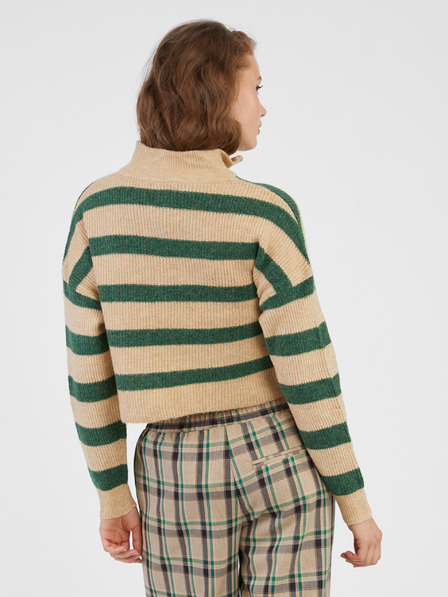 Noisy May Beige und grün gestreifter Damenpullover Noisy May New Alice