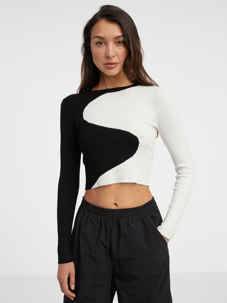 ONLY Weiß-schwarz gemusterter Damenpullover ONLY Polly