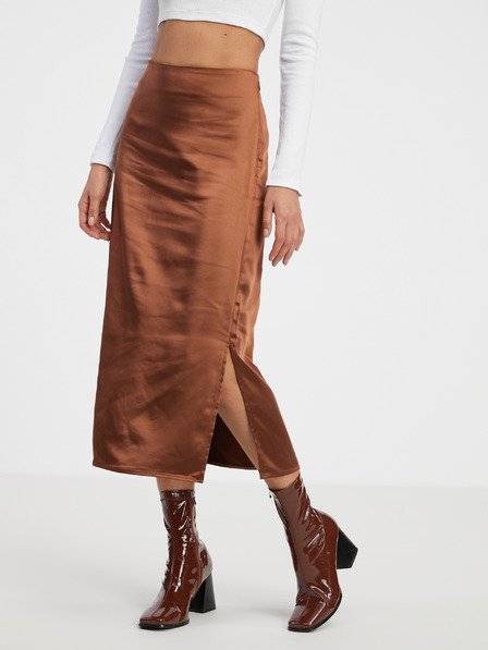 ONLY Brauner Satin-Maxirock für Damen ONLY Mayra