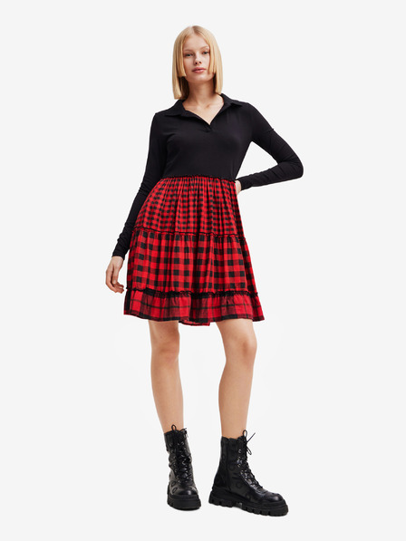 Desigual Rot-schwarz kariertes Damenkleid Desigual Harryst