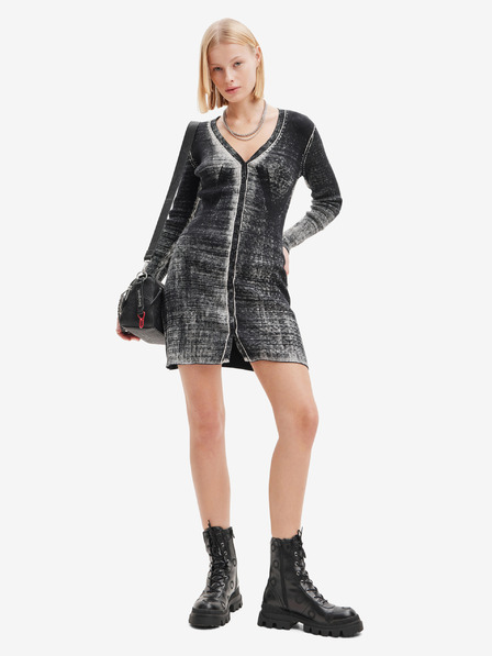 Desigual Desigual Asturias grau und schwarzes Damenkleid
