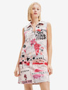 Desigual Rosa und weiß gemustertes Damenkleid Desigual Loa