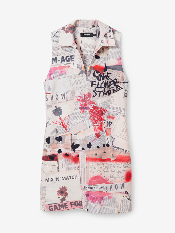 Desigual Rosa und weiß gemustertes Damenkleid Desigual Loa