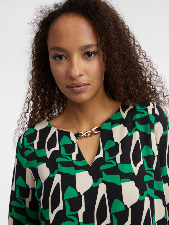 Orsay Grüne gemusterte Damenbluse ORSAY