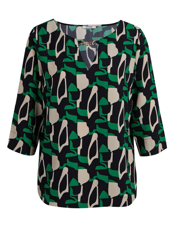 Orsay Grüne gemusterte Damenbluse ORSAY