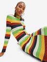 Desigual Desigual Sico gelb und grün gestreiftes Damen-Pulloverkleid