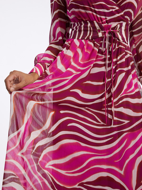 Orsay Burgunderrot und rosa gemustertes Maxikleid Damen ORSAY