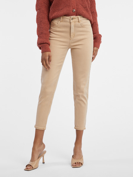 Orsay Beigefarbene Cropped Mom Fit Damenjeans ORSAY