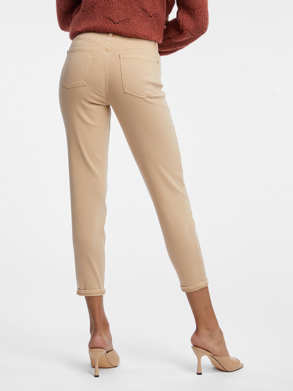Orsay Beigefarbene Cropped Mom Fit Damenjeans ORSAY