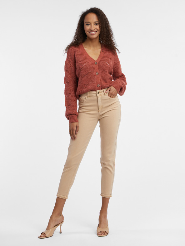 Orsay Beigefarbene Cropped Mom Fit Damenjeans ORSAY