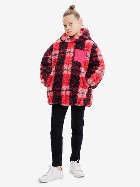 Desigual Desigual Blake rosa karierte Mädchen Winterjacke