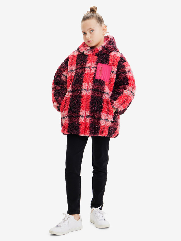 Desigual Desigual Blake rosa karierte Mädchen Winterjacke