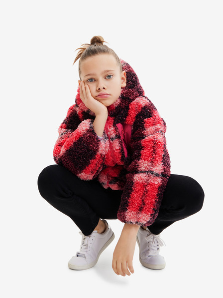 Desigual Desigual Blake rosa karierte Mädchen Winterjacke