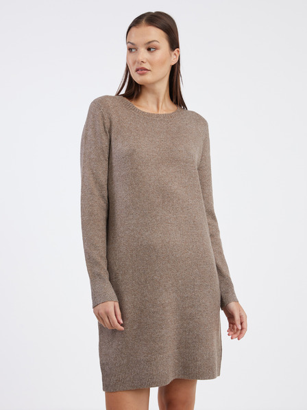 ONLY Braunes gestreiftes Damen-Pullover-Kleid ONLY Rica