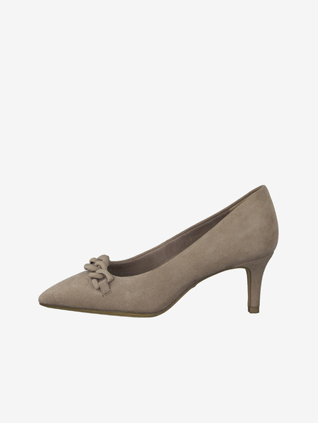 Tamaris Beigefarbene Leder-Pumps mit Absatz Tamaris