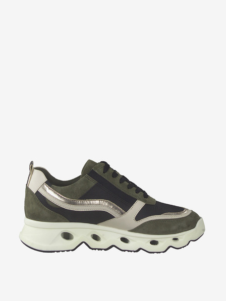 Tamaris Schwarz-khakifarbene Sneakers mit Wildlederdetails Tamaris