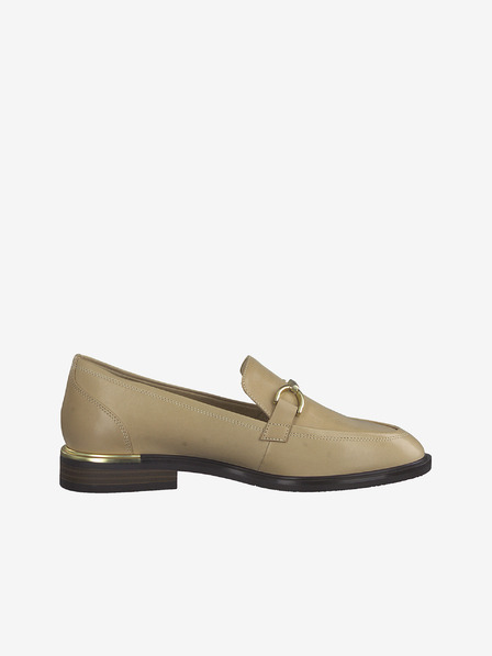 Tamaris Beigefarbene Leder-Slipper Tamaris