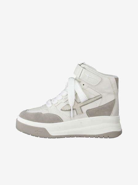 Tamaris Beige und weiße Leder-Sneakers Tamaris