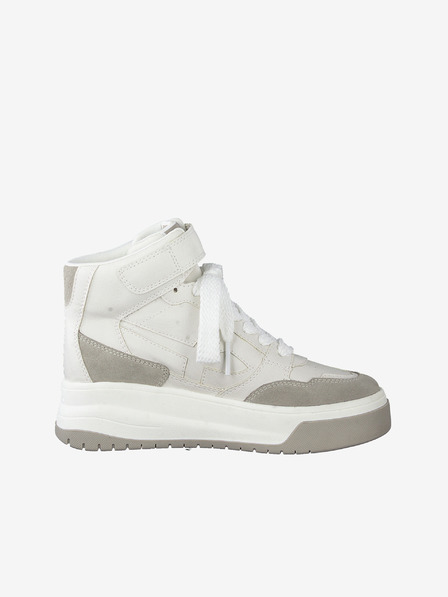 Tamaris Beige und weiße Leder-Sneakers Tamaris