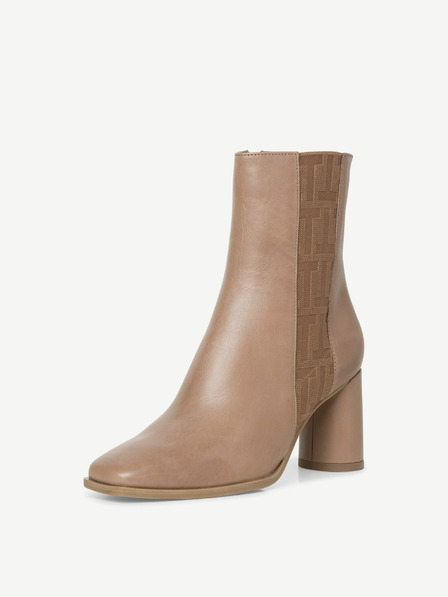 Tamaris Hellbraune Lederstiefeletten mit hohem Absatz Tamaris