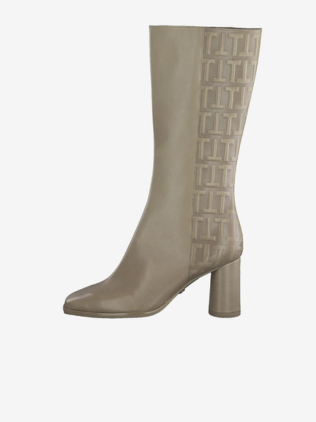Tamaris Beigefarbene Leder-Stiefeletten Tamaris