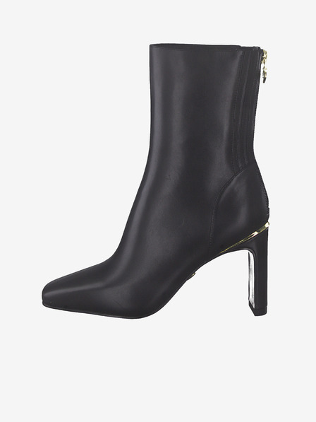 Tamaris Schwarze Lederstiefeletten mit hohem Absatz Tamaris