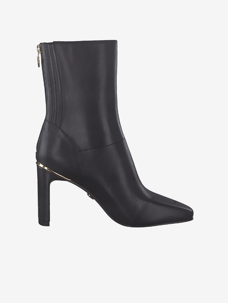 Tamaris Schwarze Lederstiefeletten mit hohem Absatz Tamaris