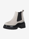 Tamaris Schwarze und cremefarbene Lederstiefeletten Tamaris