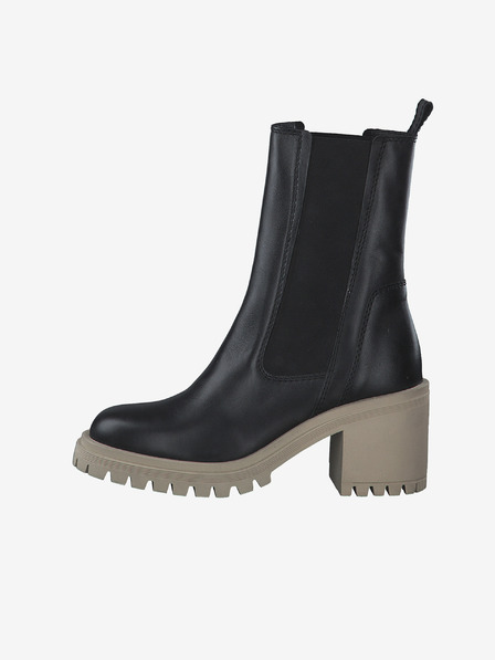 Tamaris Schwarze hochhackige Lederstiefeletten Tamaris