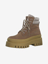 Tamaris Gelbe und braune Leder-Winterstiefeletten mit Pelz Tamaris