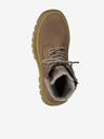 Tamaris Gelbe und braune Leder-Winterstiefeletten mit Pelz Tamaris